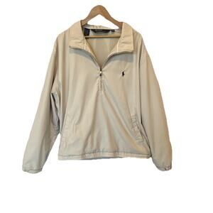 Polo Ralph Lauren Beige XL 1/4 Zip Windbreaker Jacket Logo Light Academia